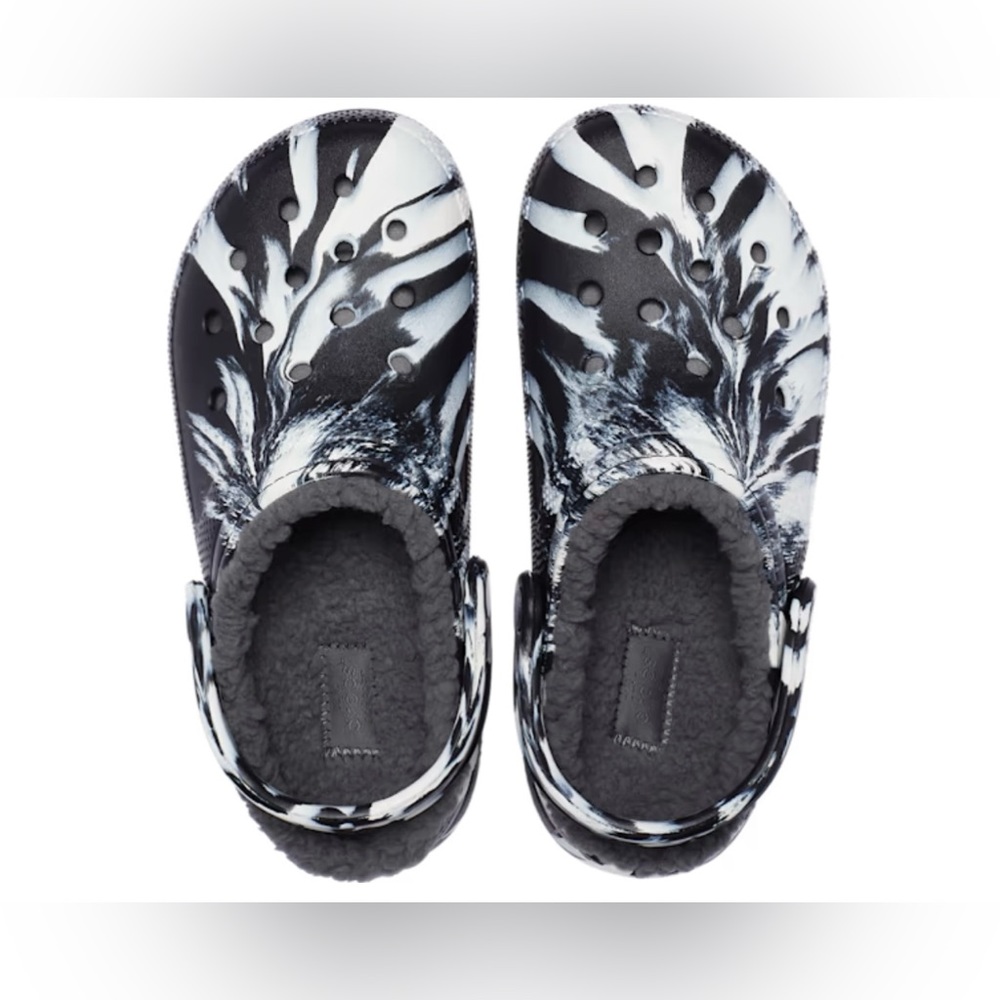 CROC CLASSIC LINED MARBLED CLOG White/Black - Picture 3 of 6